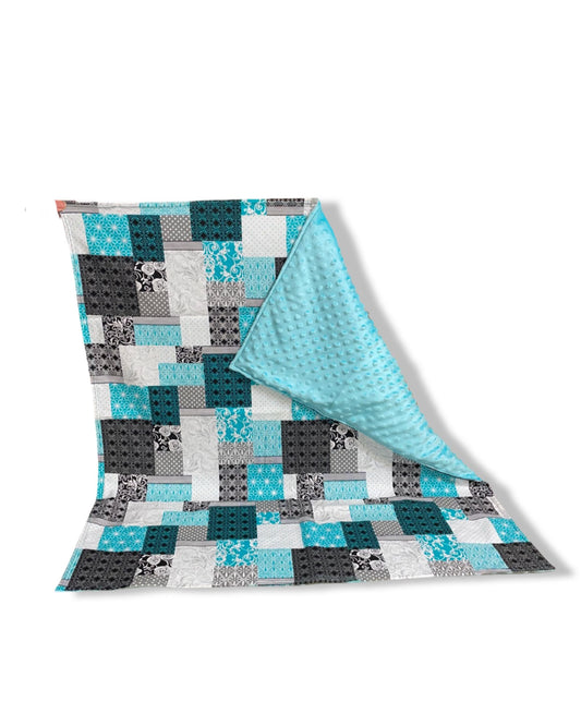 Aqua & Black Quilt Baby Blanket